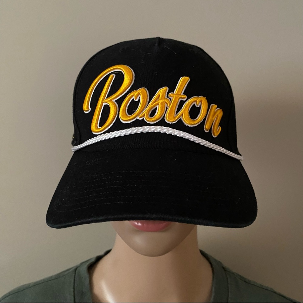 Boston Bruins Embroidered Black and Gold Ball Cap Hat
